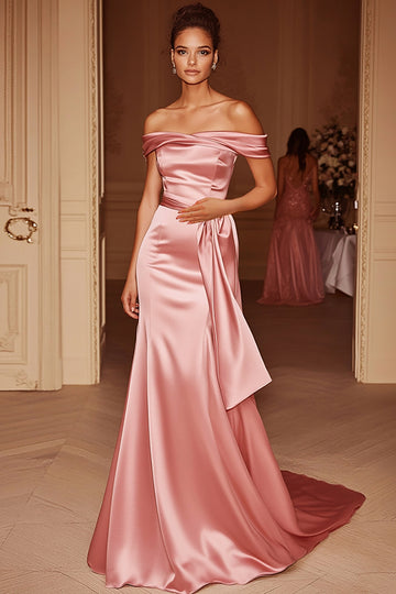 Blush Robe de bal militaire longue en satin sirène à épaules dénudées